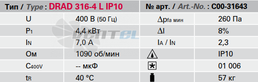 Rosenberg DRAD 316-4 L JP10 - описание, технические характеристики, графики